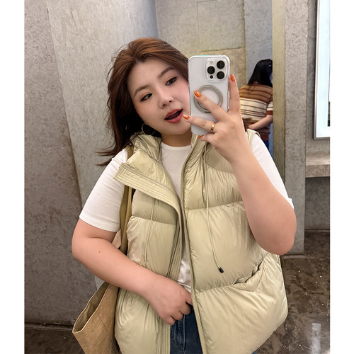 木子理想胖mm大码休闲羽绒马甲