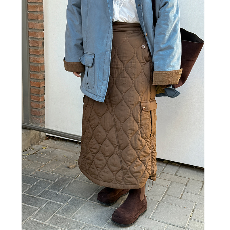 木子理想胖mm大码工装夹棉半身裙