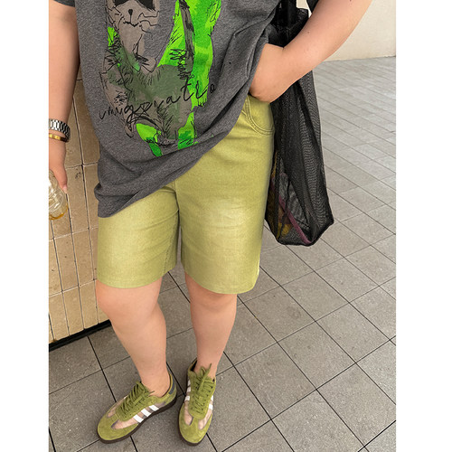 木子理想胖mm大码水洗宽松五分裤