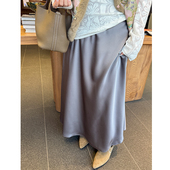 胖mm新年缎面垂感半身裙木子理想大码 女装 拉链腰头秋冬品质半裙