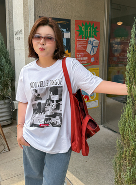 胖mm大码经典简约百搭短袖T木子理想夏季女宽松圆领显瘦T恤200斤