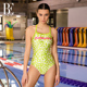 BE范德安时尚 游系列2024新品 连体泳衣三角女吊带露背绿色防晒抗氯