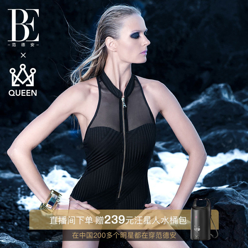 BE范德安QUEEN系列连体泳衣女露背显瘦时尚小高领显瘦欧美高级感