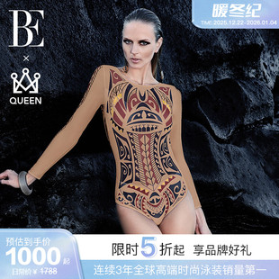 BE范德安三角连体泳衣女长袖 显瘦露背会员专享 防晒遮肚性感修身