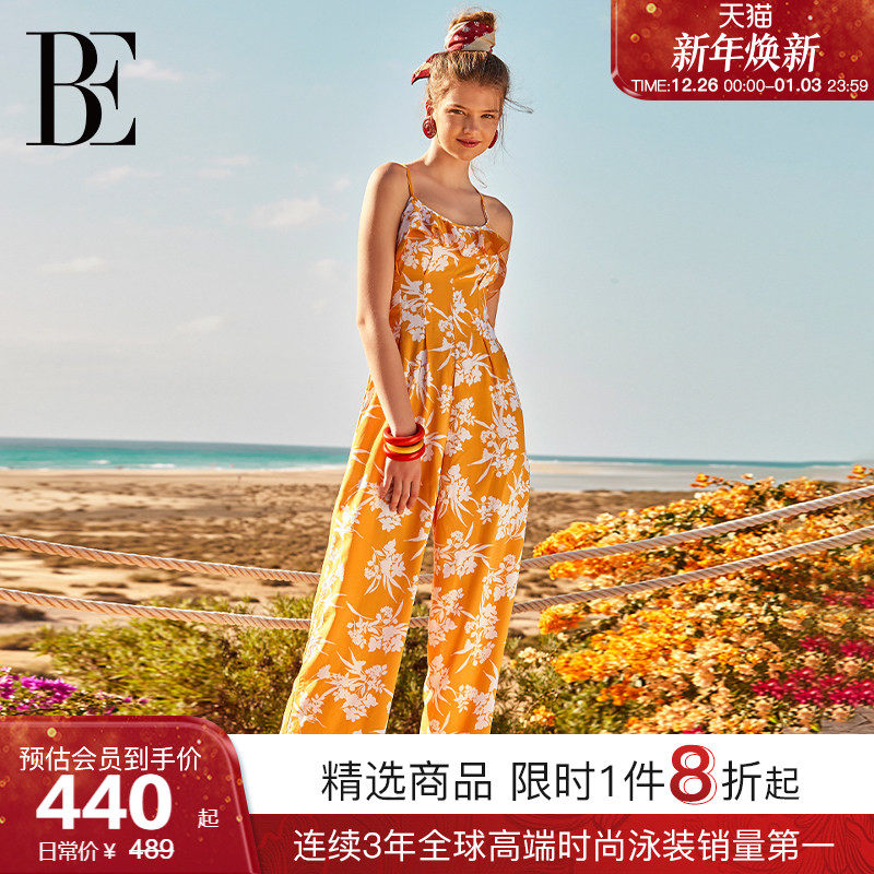 BE范德安ANNA系列2025新品女士连体沙滩裤剪影花图案宽松休