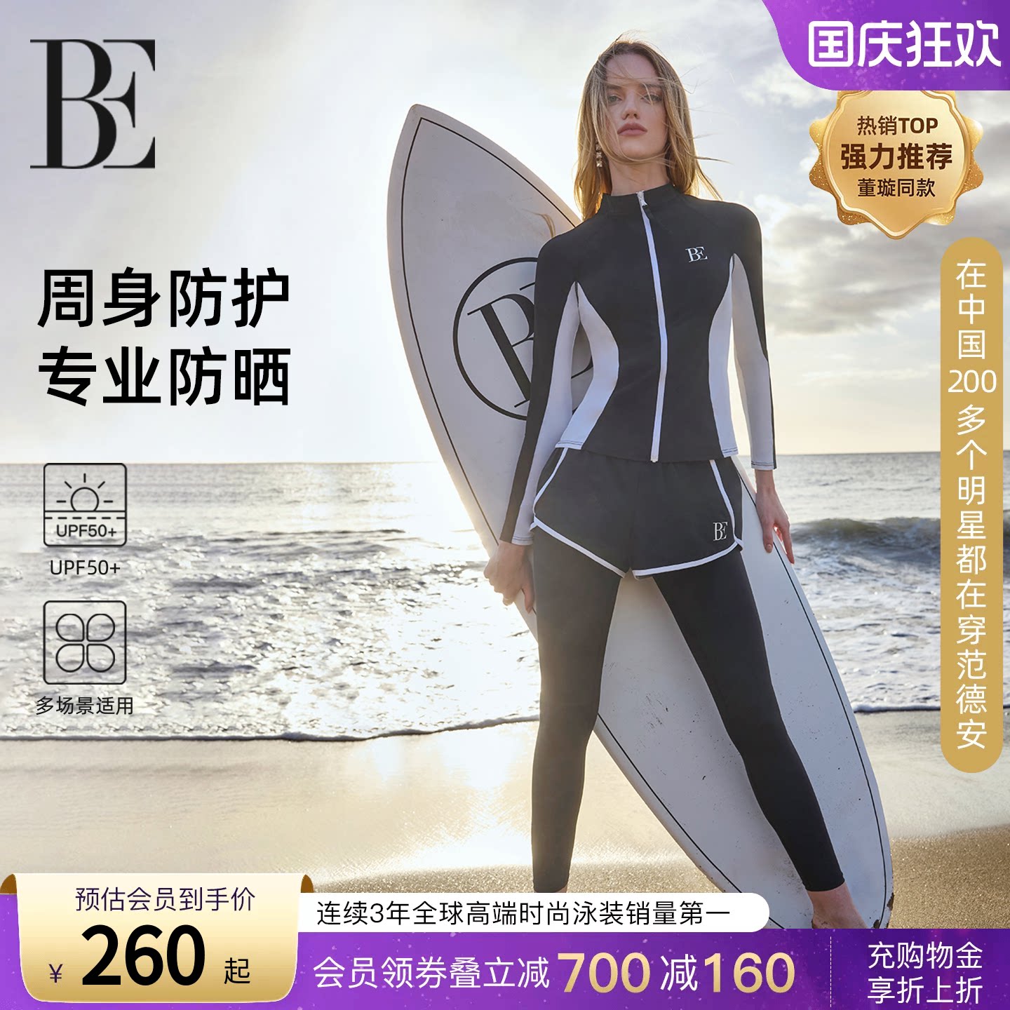 BE范德安冲浪系列防晒分体泳衣图片