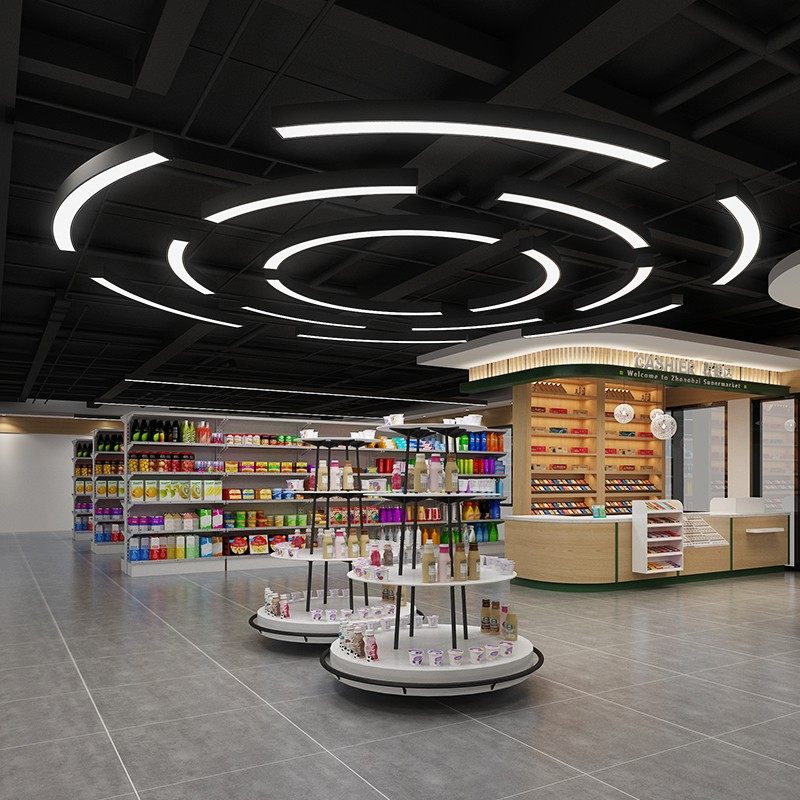 定制圆弧形吊灯led圆环商超健身房网咖弧形灯店铺4s店工业造型灯