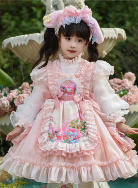 洛丽塔女童公主裙2024秋冬新款裙子美乐蒂小女孩毛衣连衣裙泡泡