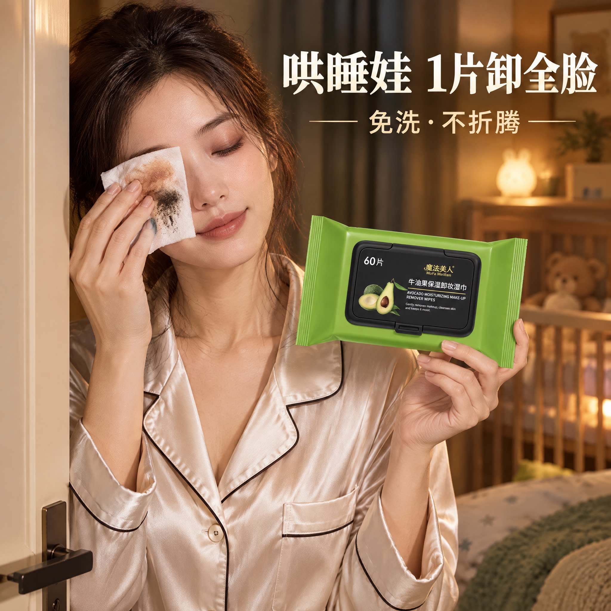 快速卸妆牛油果卸妆湿巾眼唇脸三合一抽取式卸妆巾清洁官方旗舰店
