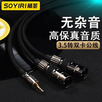 SOYIRI 纯铜3.5mm转双卡农公xlr 3.5手机电脑连接音箱功放音频线