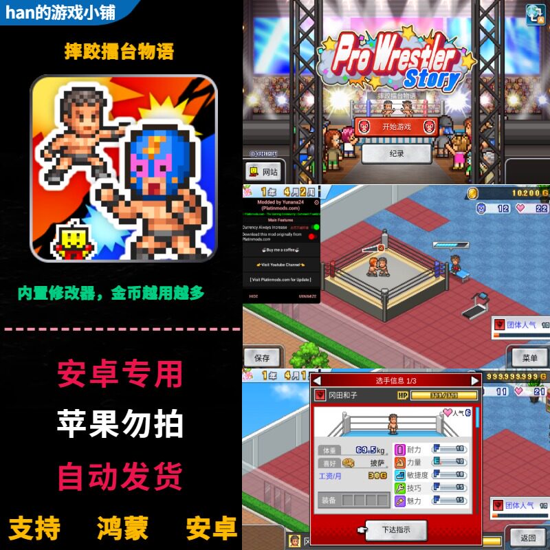 职业摔跤擂台物语 鸿蒙安卓手机平板 开罗游戏内置修改器无限金币