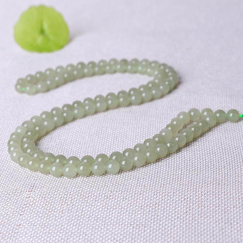 天然和田玉青白玉圆珠项链晴水8mm108颗男女多圈手串玉手链玉挂绳