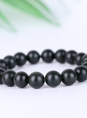 和田玉青玉塔青一细料圆珠玉手串