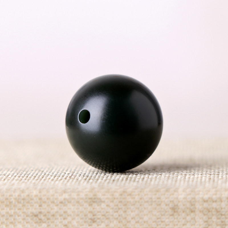 新疆和田玉塔青一细料圆珠子单颗