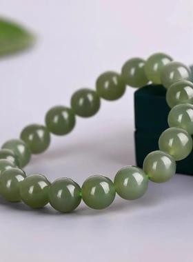 天然玉石饰品湖水绿青玉手串男女