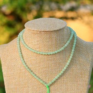 天然和田玉青白玉圆珠子项链4mm6mm108颗小米珠挂绳男女多圈手链