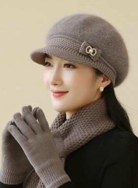 春季2026新款妈妈帽子女洋气加绒中老年人优雅针织毛线帽防0107z