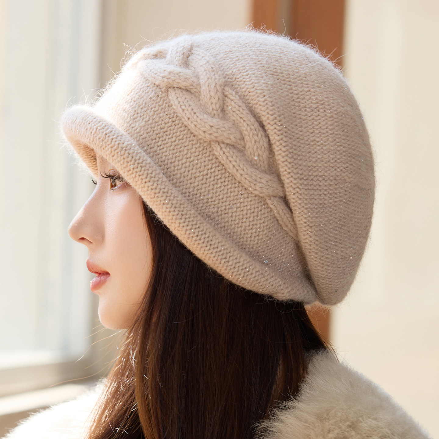 秋冬包头帽子女士秋毛线针织帽保暖百搭显脸小堆堆帽防寒护1211u