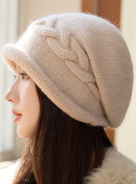 包头帽子士毛线针织帽保暖百搭显脸小堆堆帽防寒护耳0123k