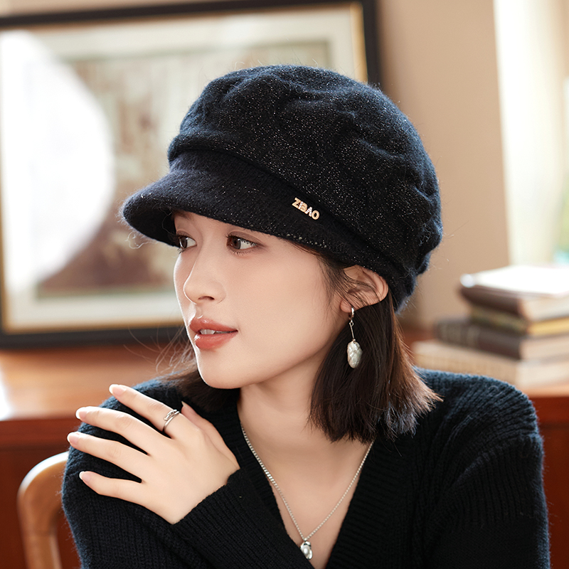 鸭舌贝雷帽优雅女冬季
