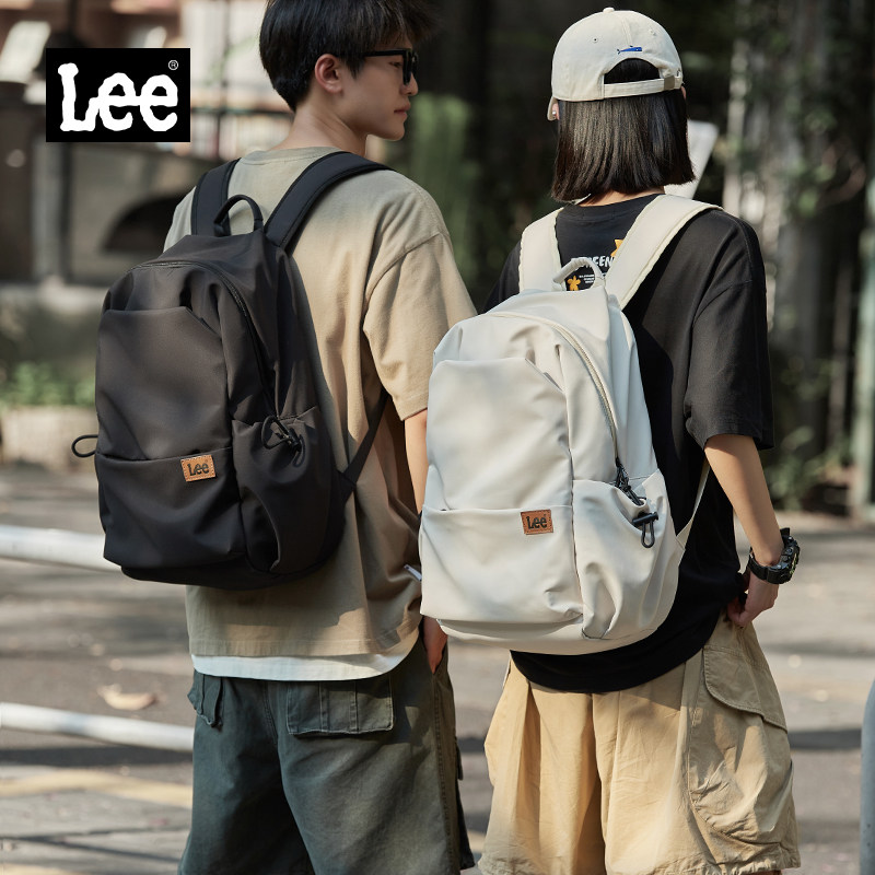 Lee开学通勤潮流双肩包女背包初高中生大学生书包轻便旅行电脑包.