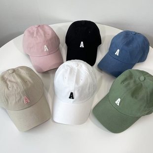 2026年韩国进口春夏季 软顶A字母棒球帽女显脸小遮阳鸭舌帽 新时尚