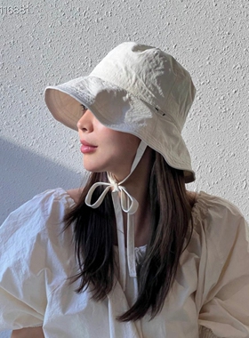 韩国东大门代购春夏新款速干蝴蝶结遮阳防晒渔夫帽子显脸小盆帽女