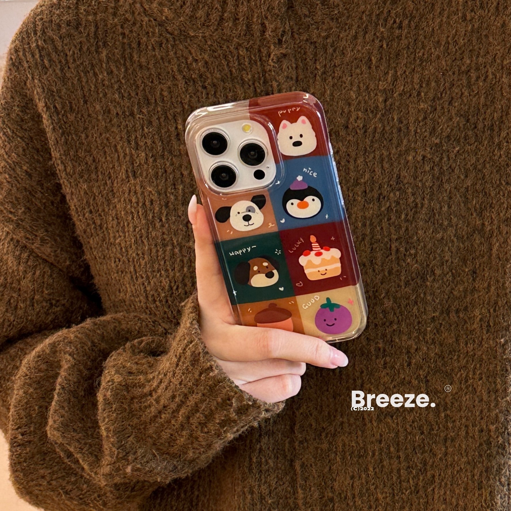 复古趣味卡通彩色方格适用iPhone17promax苹果15pro手机壳14亮面13promax个性创意12可爱16新款11女plus