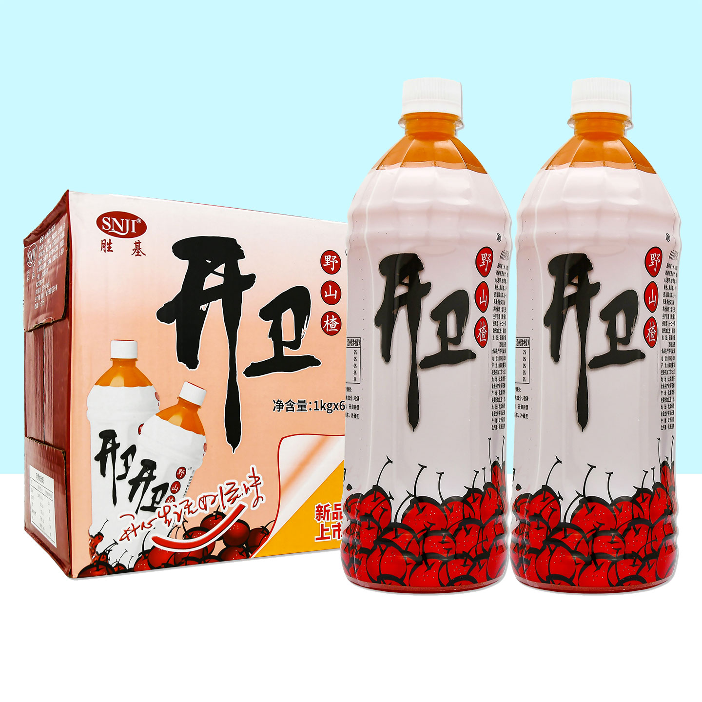 胜基开卫野山楂果汁饮料1L*6瓶