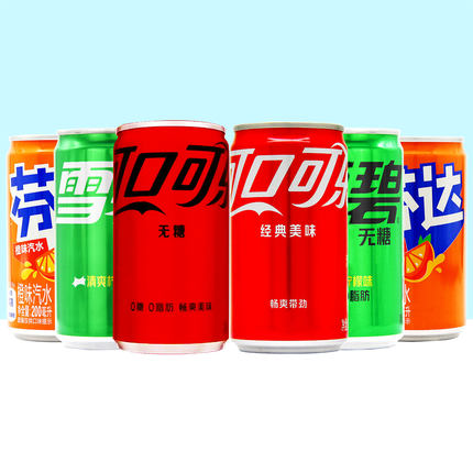 可口可乐mini迷你罐饮料汽水200mL*12罐整箱含糖无糖零度可乐组合