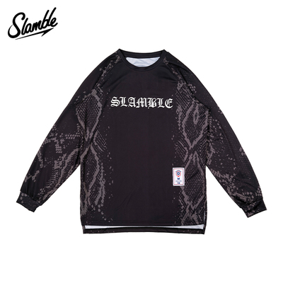 slamble男子蛇年印花运动休闲投篮服长袖T恤上衣透气夏季新款美式