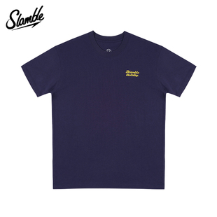 新款 SLAMBLE精梳棉休闲运动短袖 T恤男子圆领舒适简约百搭透气夏季