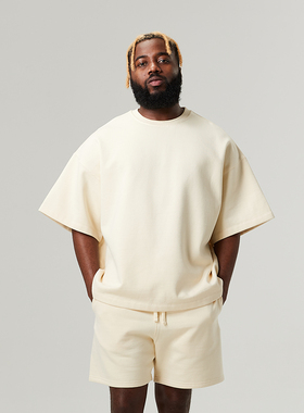 SLAMBLE CLO.夏季高克重简约纯色短袖t恤运动休闲宽松潮男女百搭