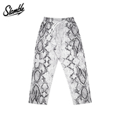 男女满印宽松秋冬 长裤 SLAMBLE美式 九分直筒高弹运动休闲篮球睡裤