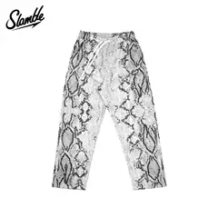 SLAMBLE American 9-point straight tube high elasticity sports casual basketball pajama pants, men's and women's full print loose autumn and winter