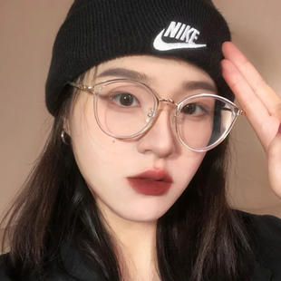 小红书透明眼镜框女轻大框tr90复古近视眼镜女防蓝光平光眼镜架男