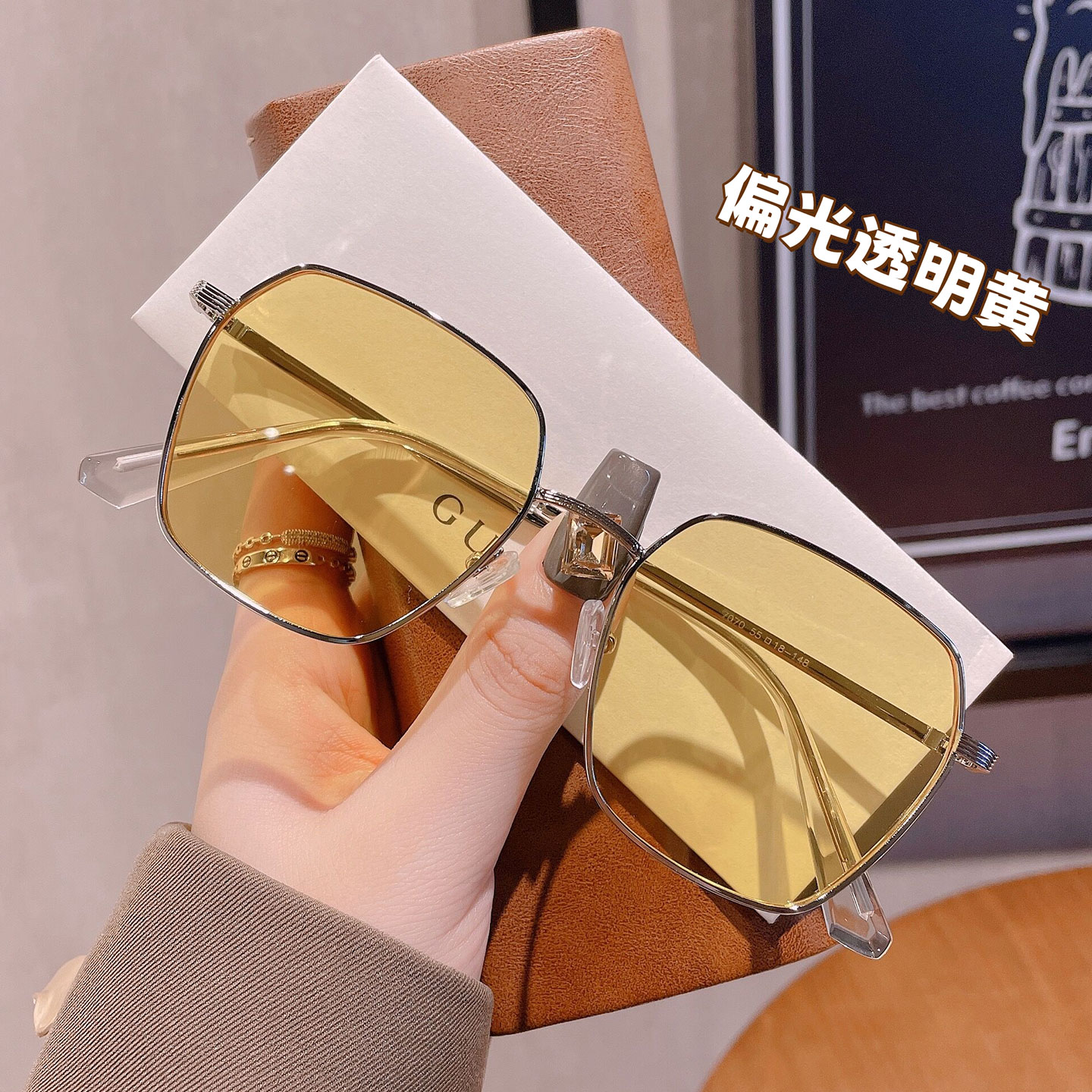 INS透明粉色近视墨镜女偏光太阳镜女防紫外线开车网红眼镜男士潮