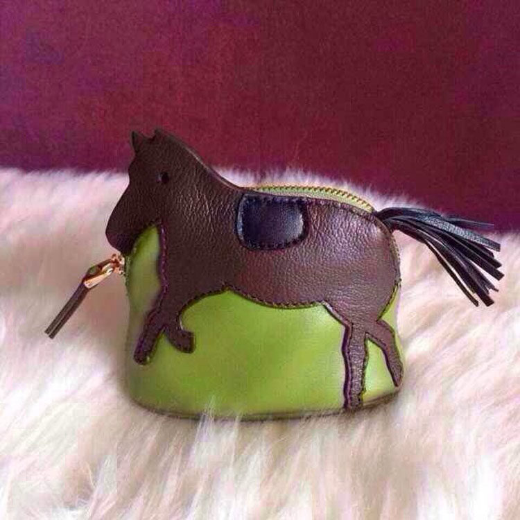 新品真皮小马造型零钱贝壳包日韩可爱钥匙包小钱包拉链硬币包卡女