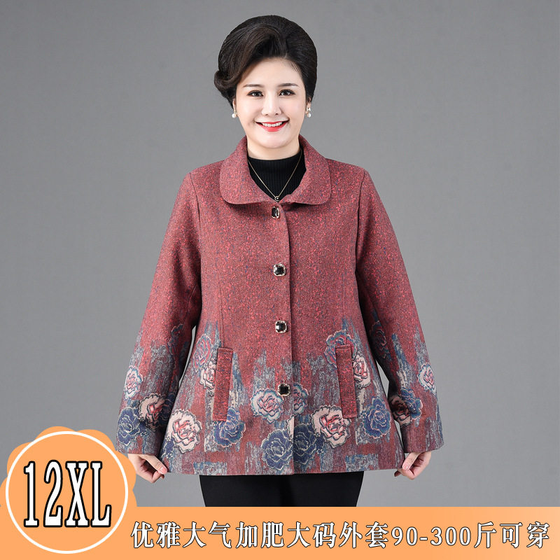 200斤特大码中老年人女装胖太太奶奶外套妈妈春秋装加肥加大上衣