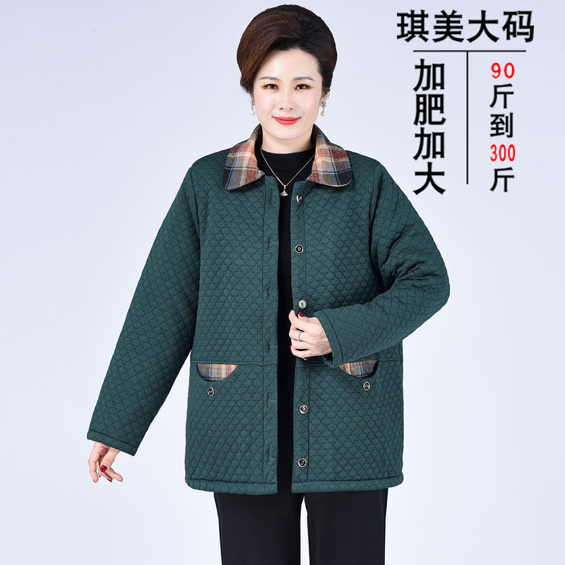 200斤特胖妈妈薄款棉衣加肥加大码中老年女装外套奶奶秋冬装棉袄