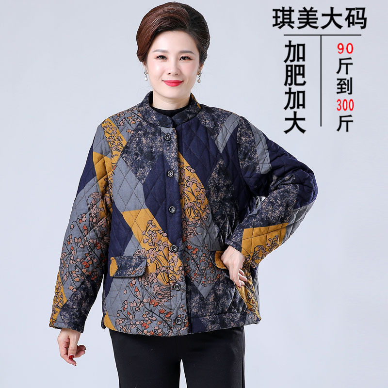 老年特大码胖妈妈宽松外套薄棉衣