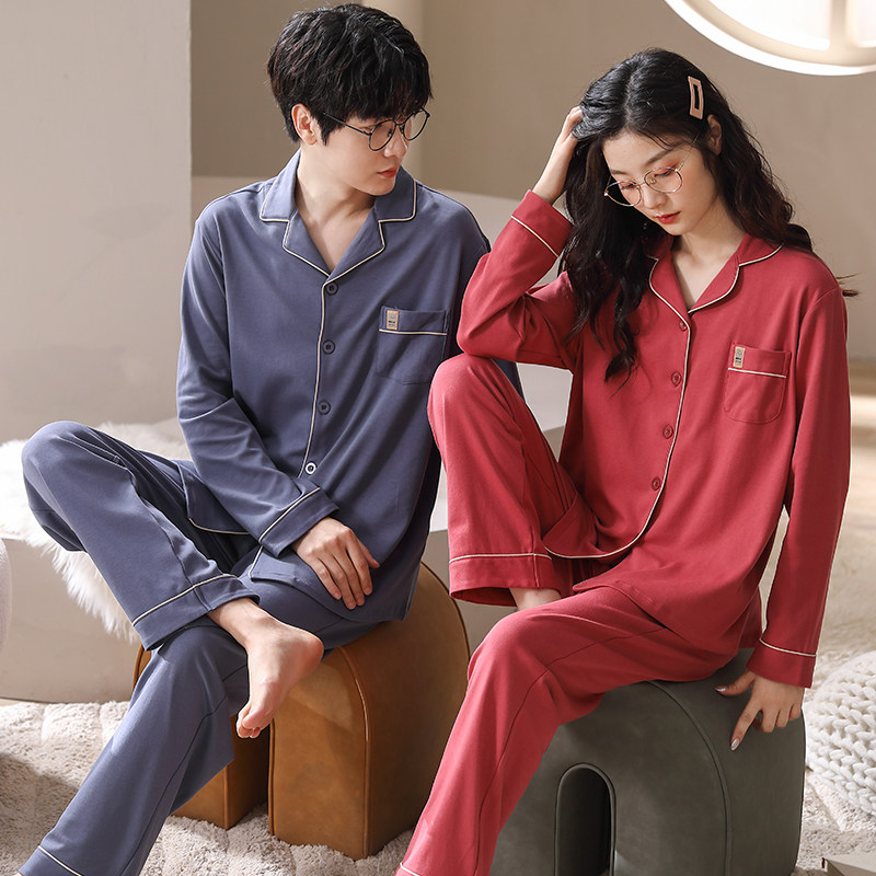 秋冬季新款莱卡棉开衫情侣睡衣长袖纯棉休闲翻领家居服男女士套装,女士内衣/男士内衣/家居服,睡衣/家居服套装,淘宝优惠券,粉丝福利购,淘宝优惠卷