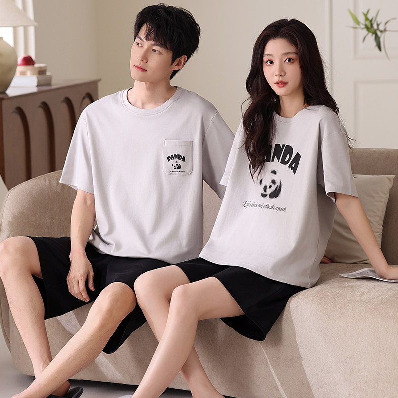 夏季新款莫代尔情侣睡衣短袖短裤棉质休闲可外穿家居服男女士套装