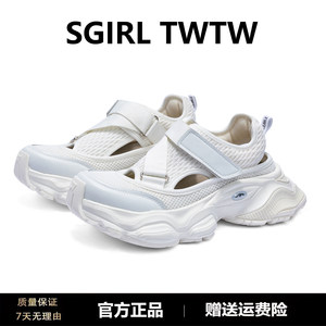SGIRL TWTW镂空透气老爹鞋女2024夏厚底增高魔术贴凉鞋休闲运动鞋