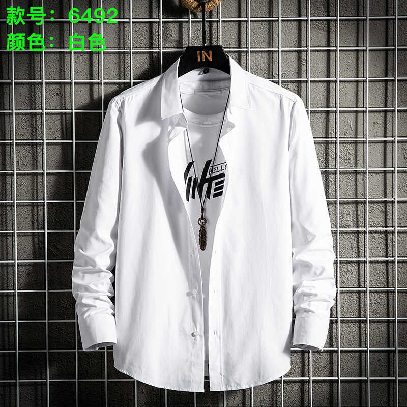 四季新款工装潮流男长袖平板商务休闲衬衣6492-P23元,男装衬衫,星座1202-3（原1218-3）