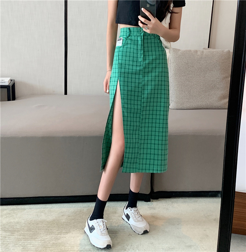 中长款包臀裙百搭a字开叉半身裙