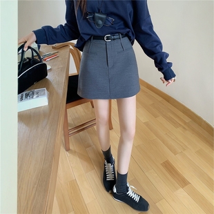 胖M高腰显瘦梨形身材小个子a字包臀半身裙 大码 灰色西装 短裙女春季