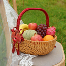 结婚文明迎亲果篮手工编织花篮收纳篮红色蝴蝶结十诚 十美道具 橙