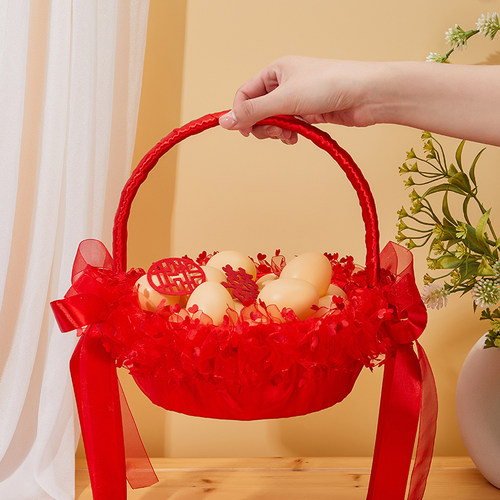 结婚花篮超大号撒花篮子藤编