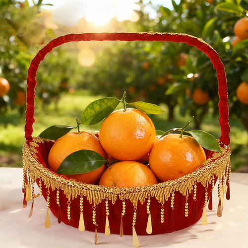 中式大红色婚礼花篮子送月子礼篮